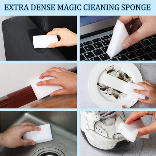 Image of 500 Pcs Magic Sponge Eraser Bulk Foam Sponge Cleaning Pads Multi Surface Household Cleaning Kitchen Dish Sponges Non Scratch Scrub Sponge Pads for Sink Bathtub Floor Bathroom Wall Cleaner