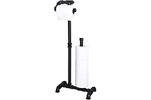 Rustic Matte Black Freestanding Industrial Iron Toilet Paper Stand
