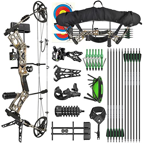 ZSHJGJR Compound Bogen Set 35-70lbs einstellbar bogenschießen Bogen und Pfeil jagdbogen compoundbögen Komplett Set Bogen Jagd Compound Bow Anfänger Erwachsene sportbogen (Camo - Set 2)