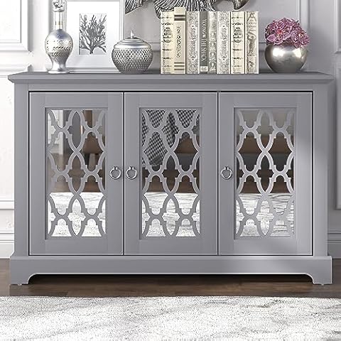 GFW Honiton Mirrored Sideboard with Storage Cupboards Cover
