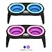 Elevated Cat and Dog Food Bowls with Non-Slip Stand - Removable and Collapsible Silicone Feeder for Food and Water - 16-Ounces Each by PETMAKER (Pink)