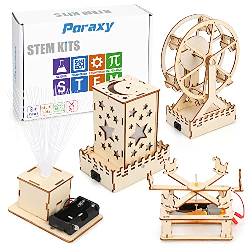 4 in 1 STEM Kit, Wooden Construction Science Projects, Assembly Mechanical Models , 3D Building Blocks DIY Ferris Wheel, Carousel Model, Nightlight Lantern Educational Toys for Boys and Girls 4 in 1 STEM Kit, Wooden Construction Science Projects, Assembly Mechanical Models , 3D Building Blocks DIY Ferris Wheel, Carousel Model, Nightlight Lantern Educational Toys for Boys and Girls