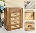 Jewelry Organizer, Rattan Jewelry Box, 5 Layer Wooden Jewelry Organizer Box with Mirror, Jewelry Boxes with 4 Drawers for Women Men, Jewelry Storage for Rings Earrings Necklaces Bracelets Watch