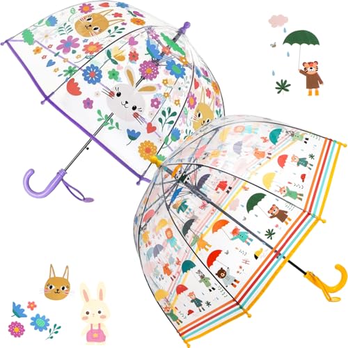Covzoe 2 Pack Clear Umbrellas, 27.5 Inch Lightweight Bubble Umbrella with Dome Canopy, Safety