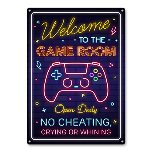 Gaming Room Metal Sign - Gamer Wall Decor For Boys Room, Bedroom Gamers Aluminum Rust Free 9' X 11', Pre-Drilled Holes, Weather Resistant
