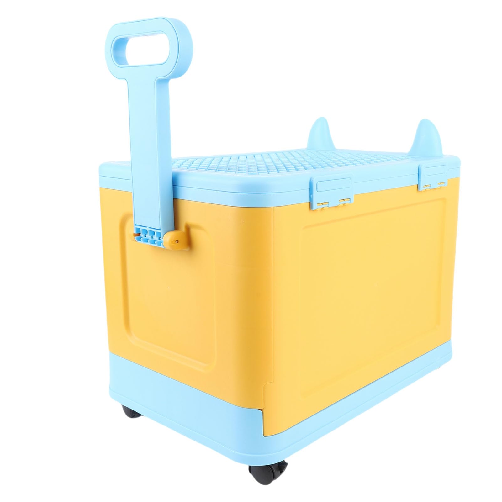 Rosvola Baúl para Juguetes con Ruedas, Almacenamiento Multifuncional de Juguetes para Niños, Libros y, Diseño Resistente (azul amarillo)