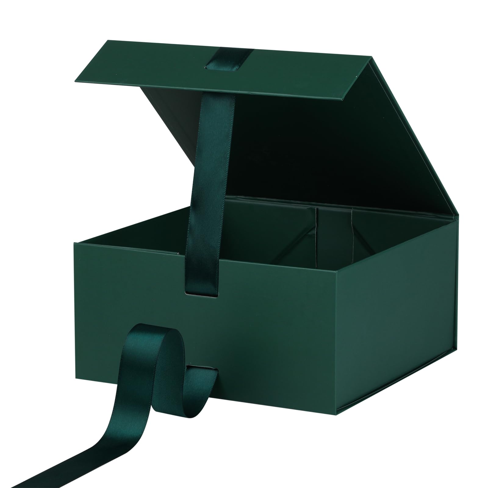 OEMVALATY Boîte cadeau magnétique verte avec couvercle et ruban pour cadeaux, mariage, Noël, Halloween, anniversaire 20,3 x 20,3 x 10,2 cm