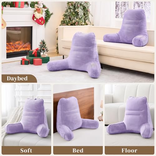 Image of Sasttie Reading Pillow for Bed, Back Pillow for Sitting Up, Lavender