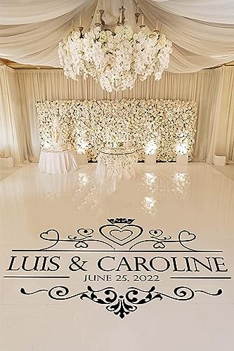 Wedding Dance Floor Monogram Decals - Personalized Removable Vinyl Decoration for Party - Custom Name Date Stickers (W:48