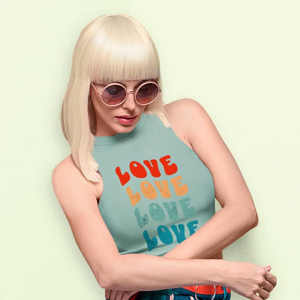 Love Design Racerback Cropped Tank - Colorful Women's Tank - Unique Tank Top
