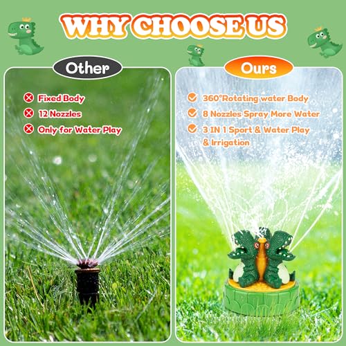 Dinosaurier Wassersprinkler für Kinder, Sprinkler Wasserspielzeug Garten, Rasensprenger, Wassersprenger, Wasserspielzeug Outdoor, Kinder Outdoor Spielzeug Garten
