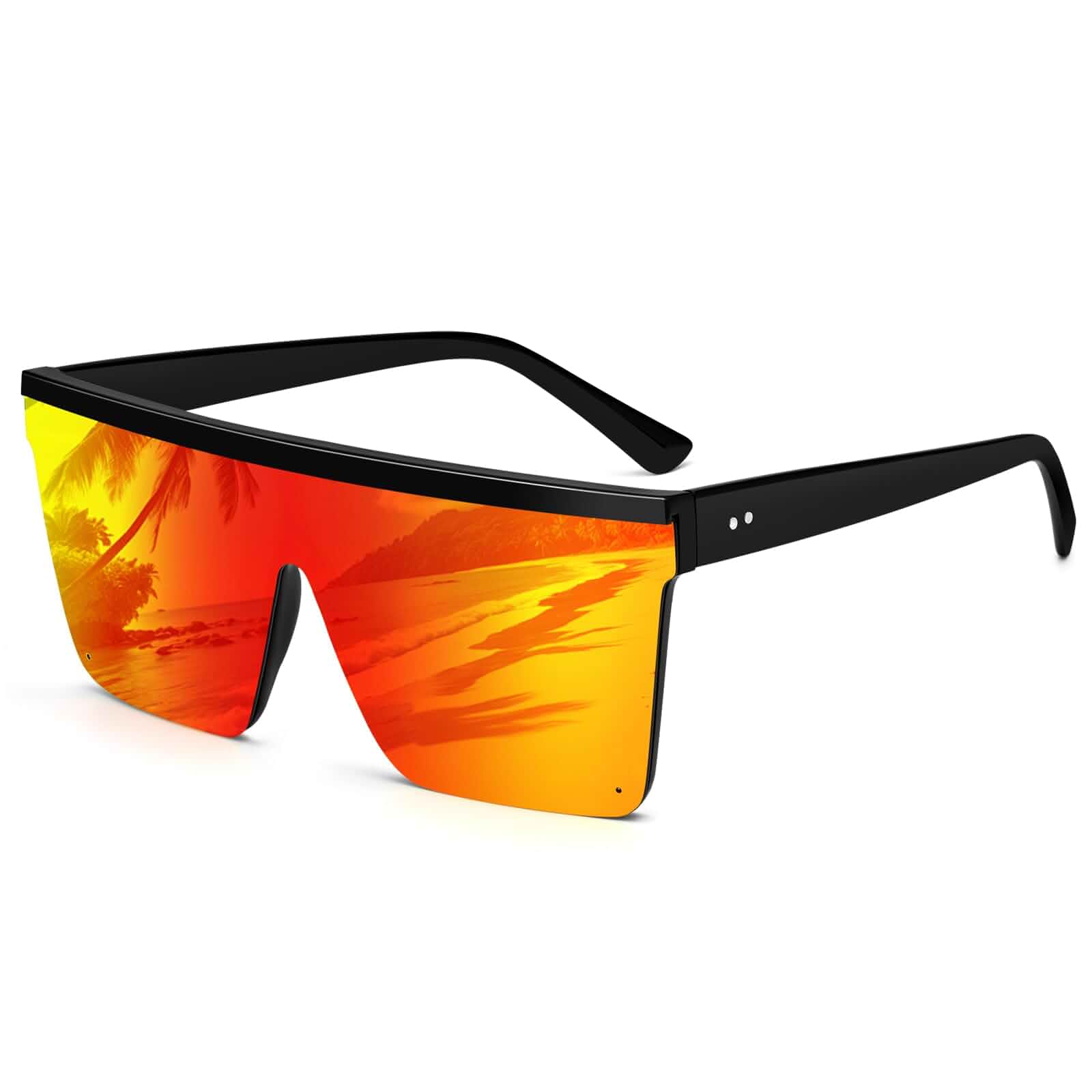 Dollger Square Oversized Sunglasses for Women Men Fashion Flat Top Big Black Frame Shades
