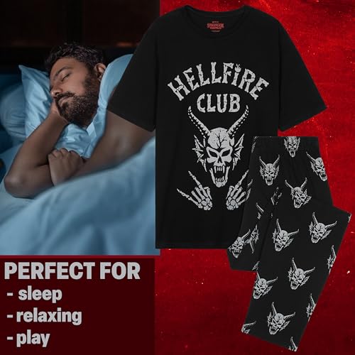 Stranger Things Pajama Set for Men, Teens Hellfire Club T Shirt Cotton Pajama Pants Loungewear PJs Sleepwear Gifts for Men2