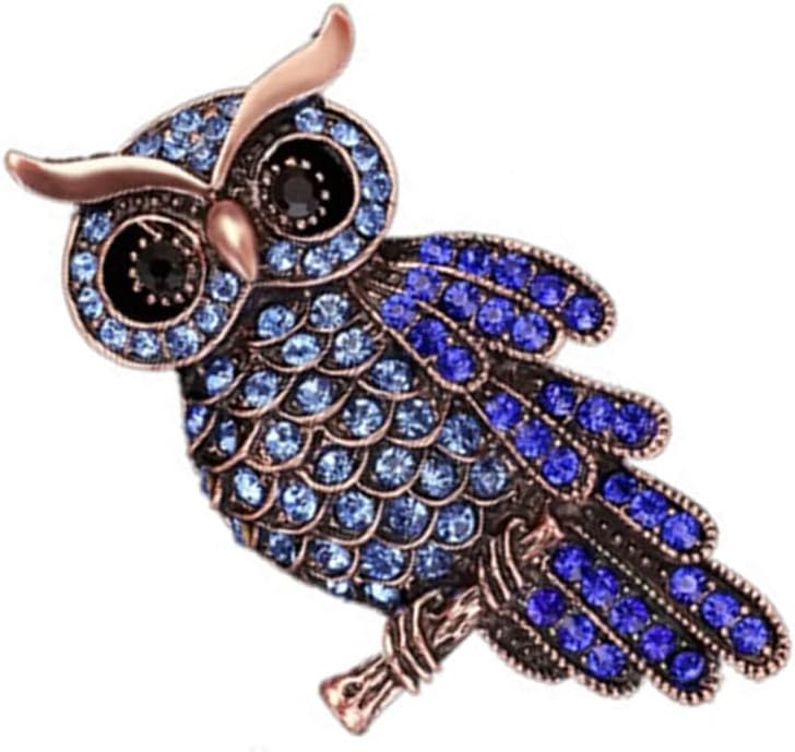 PULABO Simple and Sophisticated DesignElegant Rhinestone Owl Brooch Pin Cartoon Cute Animal Owl Brooch Pin Dress Sweater Coat Ornament, Golden White Diamonds Popular Adorable Quality and Practical : Clothing, Shoes & Jewelry