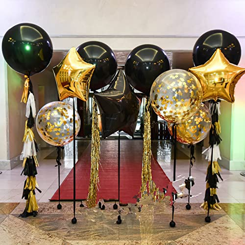 Image of PartyWoo Black Large Round Giant 4D Jumbo Foil Balloons 6pcs 22 Inch