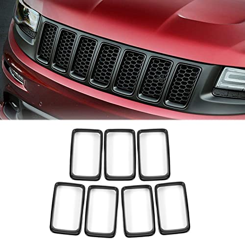 Image of JeCar Grille Inserts Clip-on Grill Cover Trim Kit for 2014-2016 Jeep Grand Cherokee, Black