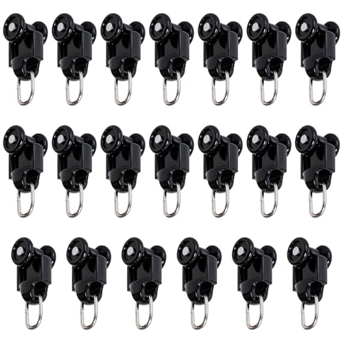20 Pcs Ceiling Mounted Curtain Track Heavy-Duty Curtains Rails Room Divider Curtain Track for Living Room Bedroom Room Shower Divider Pulley Black