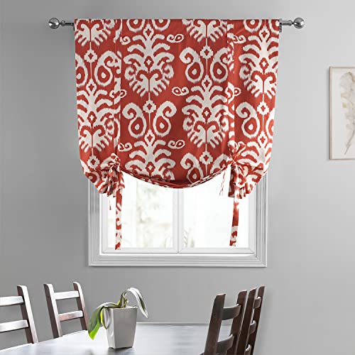 Image of HPD Half Price Drapes Room Darkening Tie Up Curtains 46 X 63 Inch Srilanka Printed Cotton Window Roll Up Balloon Curtain for Living Room, Kitchen PRTW-TUD38B-63 (1 Panel), Srilanka Rust