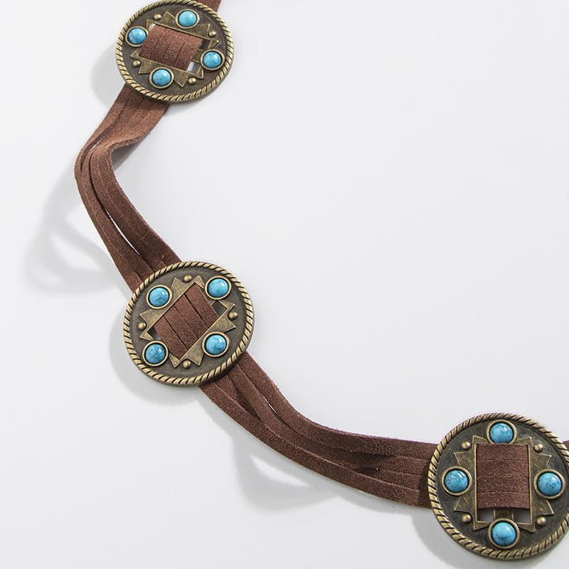 Belts Western Style with 6 Blue Beads, Stylish Accessory for Outfits, Ideal for Casual Wear，Black, 1 Piece4