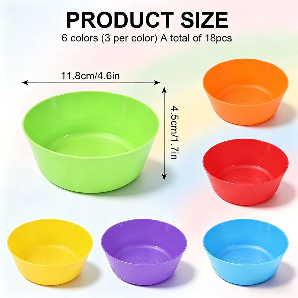 18 Ciotole Cucina Plastica,Ciotole Insalata,Bowl Colazione Colorata,Ciotoles per Zuppa Riutilizzabili,Scodella per Insalata Infrangibili,Cereali Piccola Ciotoles Macedonia per Patatine Festa