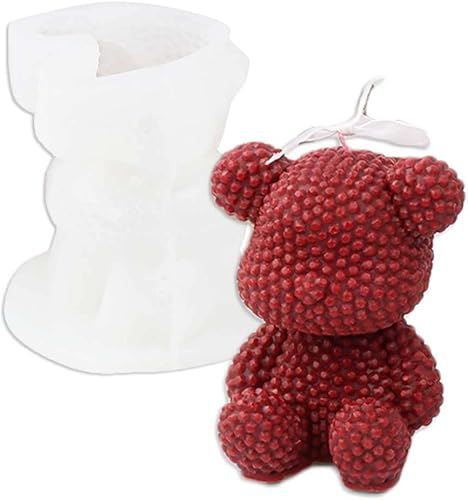 Miniatura 5 de Tone Fun Moldes de silicona con forma de oso de amor sentado para hacer velas, resina, velas de aromaterapia, jabón de cera hecho a mano, decoración