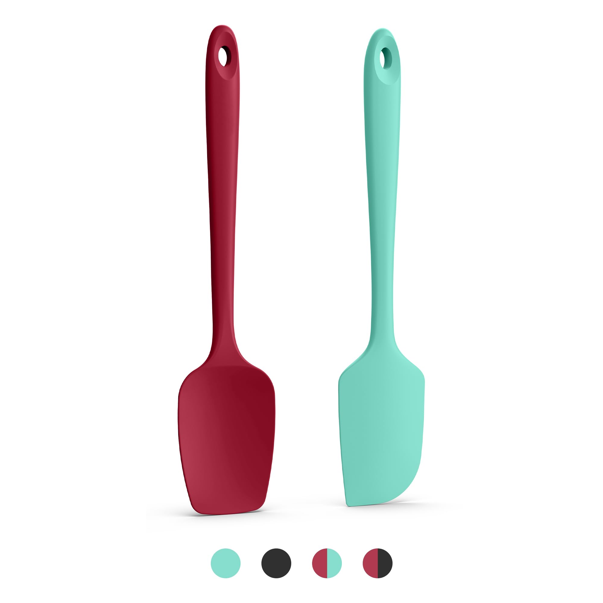 Doosu Silicone Scraper & Spoon, 315℃ Heat Resistant, 2 Pc, Aqua&Red