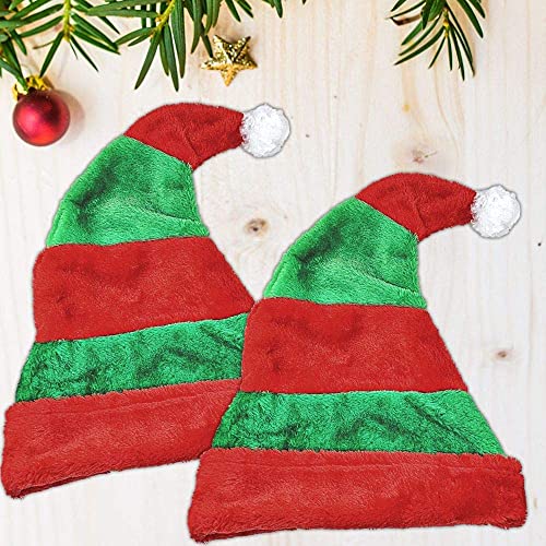 Banberry Designs Lot de 2 chapeaux de Noël Motif elfe Père Noël pour homme ou femme Rouge et vert Cover
