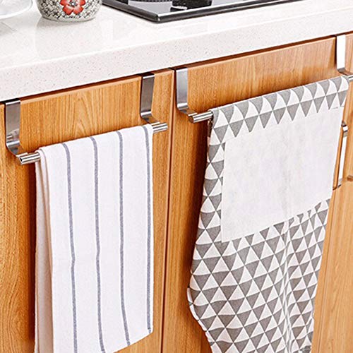 Dofover Bath Towel Bars Holder Multifunction Kitchen Cabinet Door Drawer Towel Hanging Rack Stainless Steel Bathroom Towel Bar - Set Of 2 (Set Of 2-9"+14") #TOP6