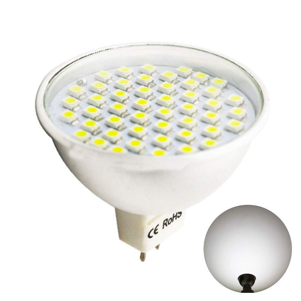 Juego de 20 bombillas LED MR16 de color blanco frío, 12 V, 5 W, repuesto para bombillas halógenas de 50 W, 6000 K, 420 lúmenes, ángulo abstracto de 120°, no regulable, diámetro de 49 x 49