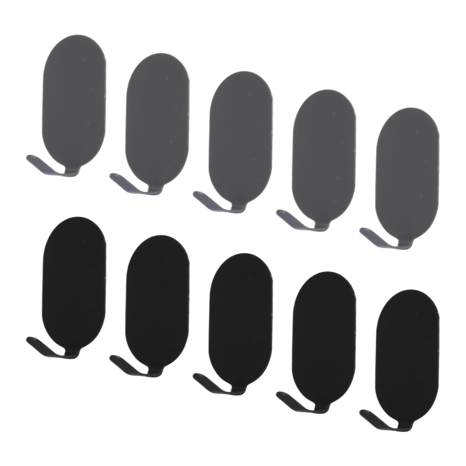 10 Pack Self Adhesive Hooks Extra Strong, 5 Black & 5 Grey Stainless Steel Sticky Hooks, Heavy Duty Stick on Wall Hooks for Hanging Coats, Keys, Towels in Kitchen Bathroom, No Drill & Waterproof