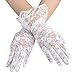 VORCOOL Frühling Sommer Kurze Spitze Handschuhe Sonnenschutz Vollfinger-Handschuhe mit Spitze Rüschen (weiß)