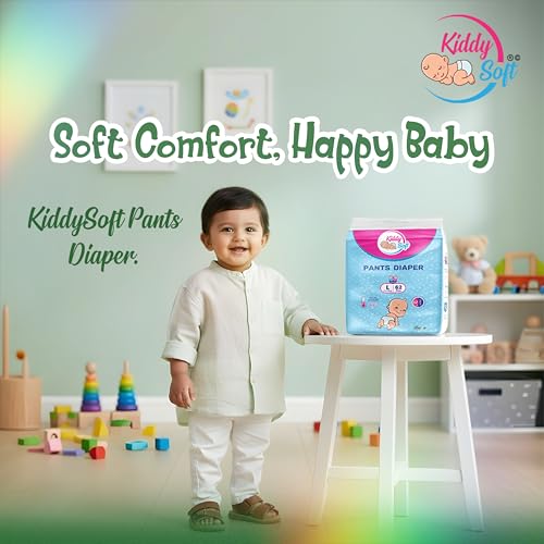 Image of KiddySoft Baby Diaper Pants with 5 Layer All Night Leakage Protection & Quick Absorbency (L - 62, Pack of 3)