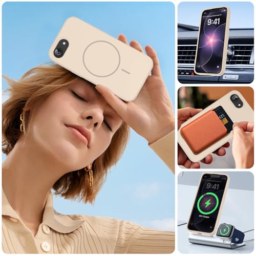 Image of Miracase Magnetic for iPhone 17e Case & iPhone 16e Case, [Soft Anti-Scratch Microfiber Lining], Compatible with MagSafe, Silicone Shockproof Protection Phone Case for iPhone 17e /16e, Sand