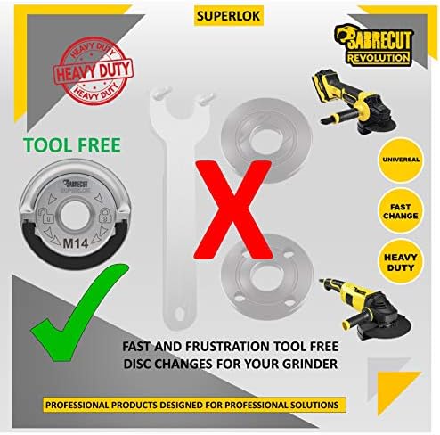 SabreCut VB115MUGRB 115mm (4.5") x 22.23mm Bore Vacuum Brazed Multi Material Cutting Angle Grinder Diamond Disc Blade & 45mm M14 Quick Change Heavy Duty Grinder Locking Retaining Flange Nut Kit