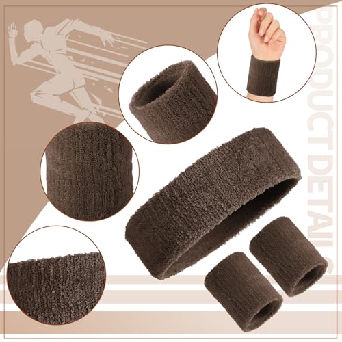Image of Civaner 12 Pcs 80 90s Neon Sweatbands Soccer Baseball Headbands Wristband Set for Men Women Party Cotton Headbands Terry Cloth Athletic Sweat Bands for Tennis Football Gym Outdoor