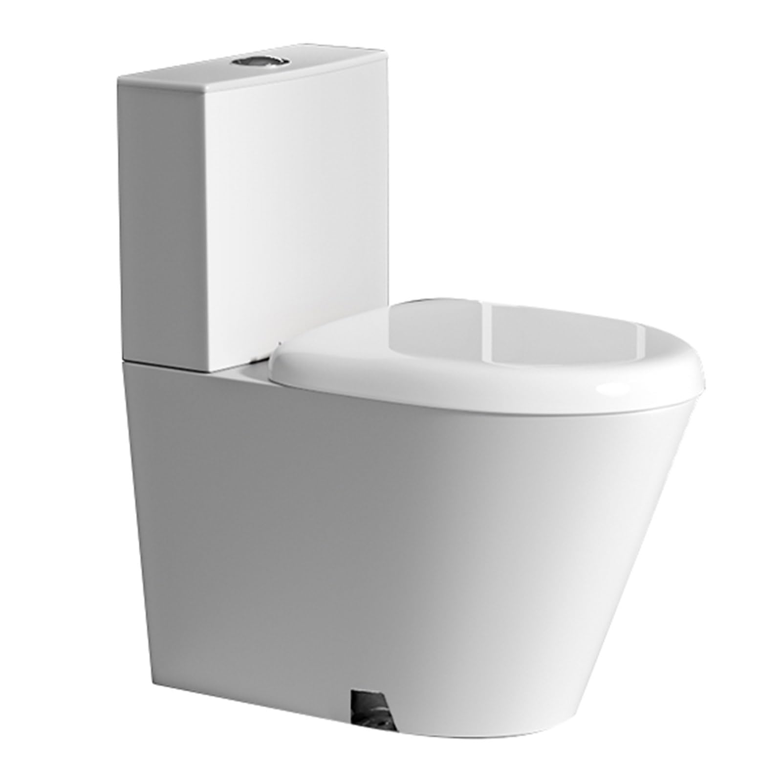 304 Stainless Steel Commercial Toilet,Bathroom High-efficiency Water-saving One-piece Toilet, Soft-Close Seat Toilet Comfortable Dual Flush Siphon Toilet Bowl, for RV,Hospitals, Bars