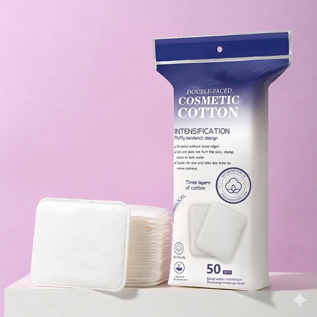 Digital Shoppy Hot Sales 50pcs Absorbent Three-layer Cotton Pads High Absorbency Disposable Square Make-up Removal Cotton Pads-picture-22