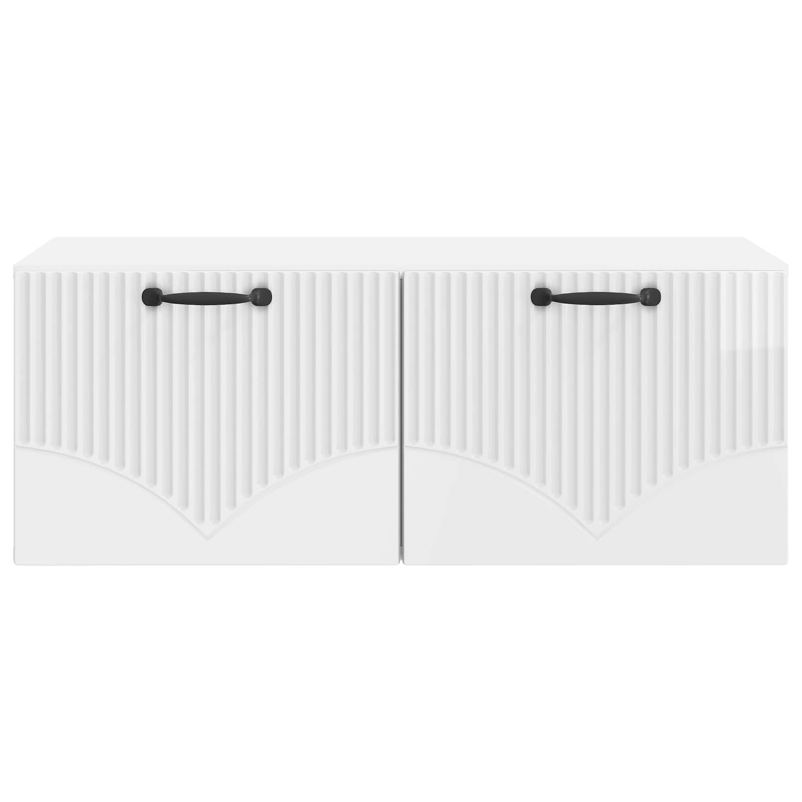 Mobile TV a parete bianco lucido in legno 78,5 x 41 x 30 cm con 2 ante oscillanti a 90° e molto spazio per soggiorno, camera da letto, angolo gaming