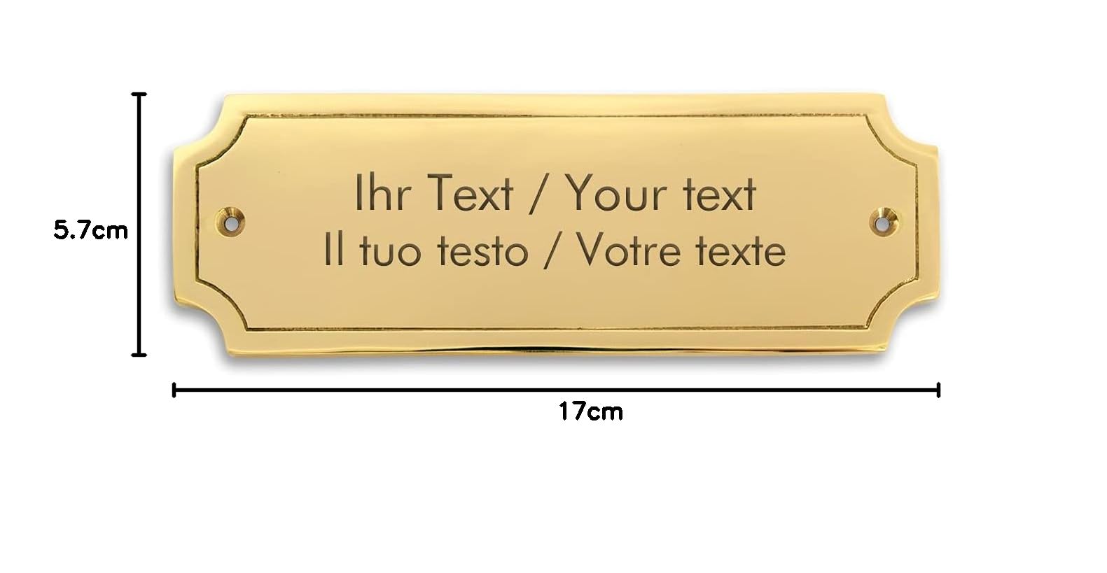 Kopierladen Karnath GmbH Plaque de Porte avec Une Gravure individuelle, Plaque de Laiton – 170 x 57 mm, carrée, Texte de Gravure de Couleur Noir