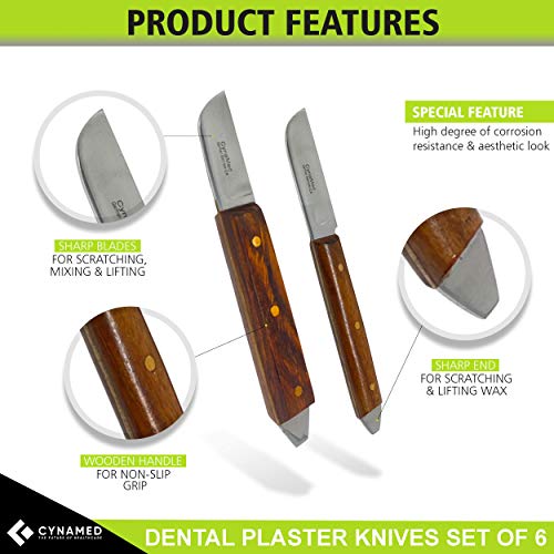 Dental Fahenstock Large, Small Knife, Cynamed Plaster Alignate Spatula And Knife Mixing Modeling Labratory Restorative Instruments 6 Pcs #TOP2