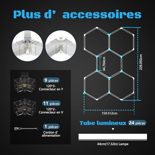 Plafonnier LED garage 192W modulable avec structure en nid d'abeille 6500K - 6