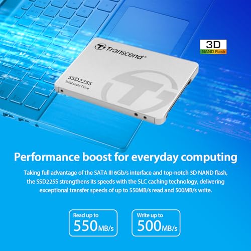 Image of Transcend 500GB 225S 2.5 inch SATA Internal SSD | SATA III 6Gb /s | 3D NAND Flash | up to 530 /480 MB /s | DDR3 DRAM | 3 Yrs Warranty |TS500GSSD225S