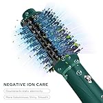 IG INGLAM Hair Dryer Brush, 4-in-1 Detachable Blow Dryer Brush, Ionic Diffuser Hair Dryer & Styler Volumizer with Oval Titanium Barrel, One-Step Hot Air Blowout Brush, Updated Push Switch, Dark Green - Image 4