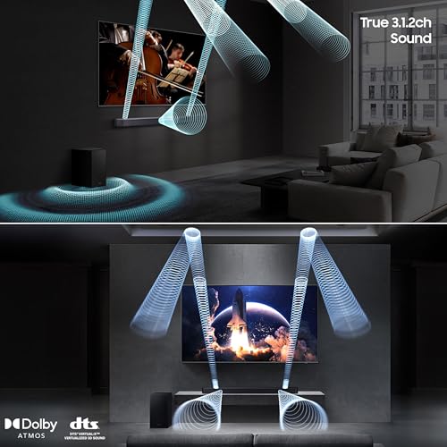 Image of Samsung 380 W True 3.1.2ch Soundbar with Dolby Audio | DTS Virtual:X | Q-Symphony | Center, Up-firing Speakers | HDMI ARC | Optical In | Bluetooth | USB | Wireless Subwoofer (HW-Q600F /XL, Titan Black)