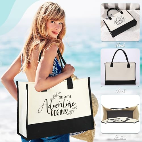Image of Wedding Gift Canvas Tote Bride Bag,Retirement Gift Grandma Bag And So The Adventure Begins Mrs Large Tote Bag