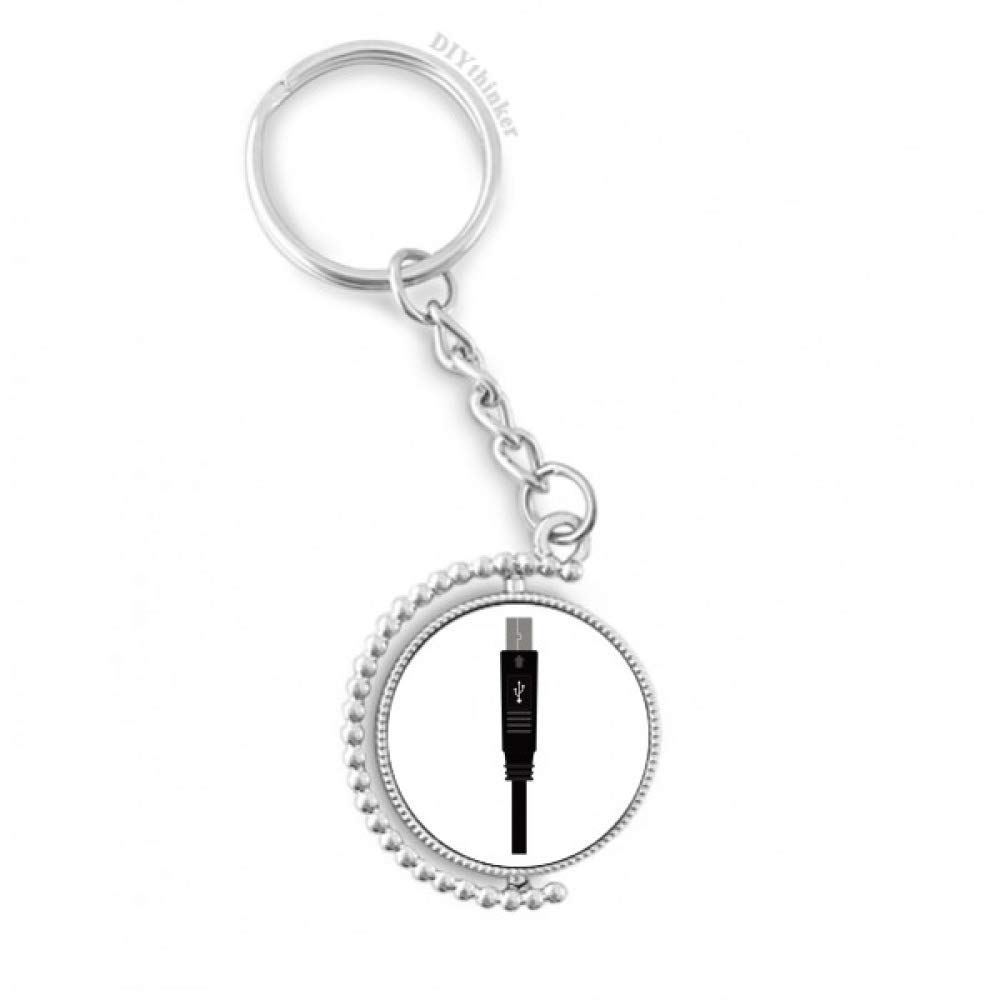 Cable USB negro portátil llavero rotativo Pilgrim anillo de datos para llaves 4