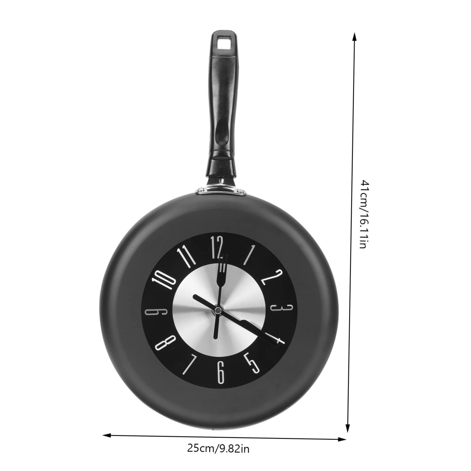 Pfannenförmige Wanduhr aus Edelstahl, Leise Hängeuhr für Zuhause