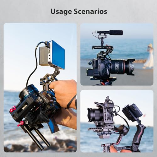 Mechrig Camera Monitor Mount with 1/4″ Screw, Aluminum Field Monitor Mount for Video Light Microphone Cage, Field Monitor Holder 360° Swivel & 180° Tilt Damping 11lb Load Capacity (63144)