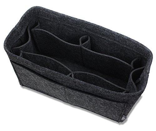 Pelikus Felt Purse & Tote Organizer Insert/Multi-Pocket Handbag Shaper (Mediumâ€“Slender, Dark Grey)