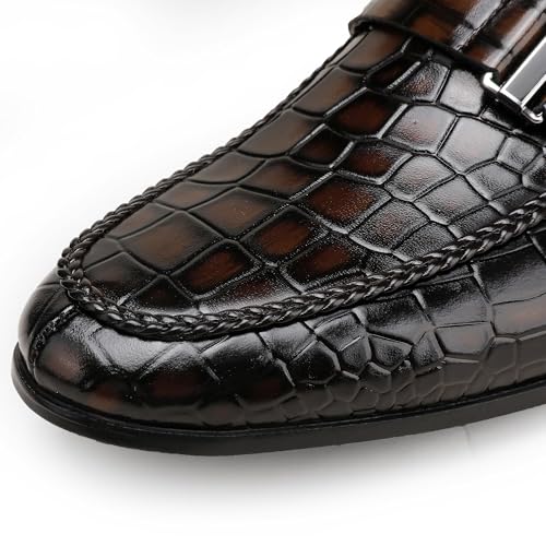 Men's Leather Penny Loafers, Alligator Printed Slip-On Dress Shoes for Mens Casual Shoes Soft Slip On Dress Loafers Bussiness Weddings Shoes2